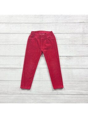 Hanna Andersson Girls Red Ribbed Pants Elastic Waist 4